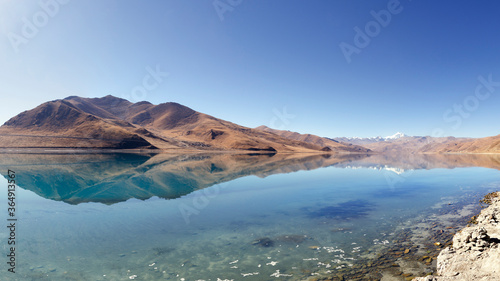 Yamdrok lake and surrounding hills, Tibet