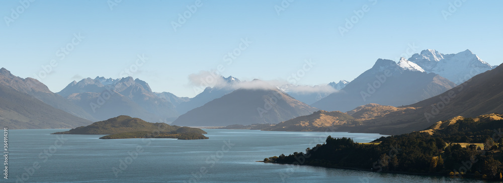 New Zealand landscape near Queenstown of mountains and lake