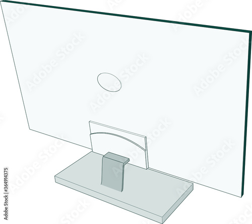 Cute Back camera view design LCD monitor smart TV television digital display presentation computer technology blank empty template front perspective