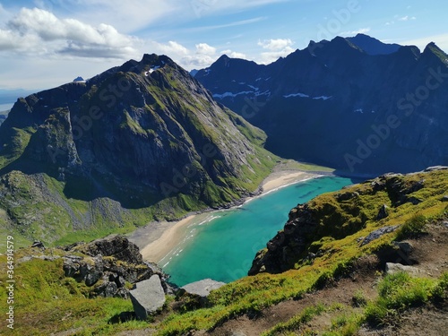 Lofoten Ryten Kvalvika beach Fredvang Hiking Trial Scenic NOrthern Norway