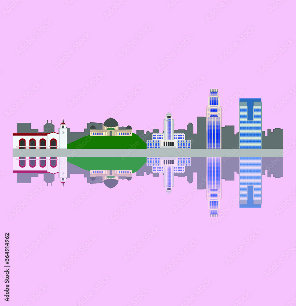 Los Angeles city skyline in United States. illustration for web and mobile design.