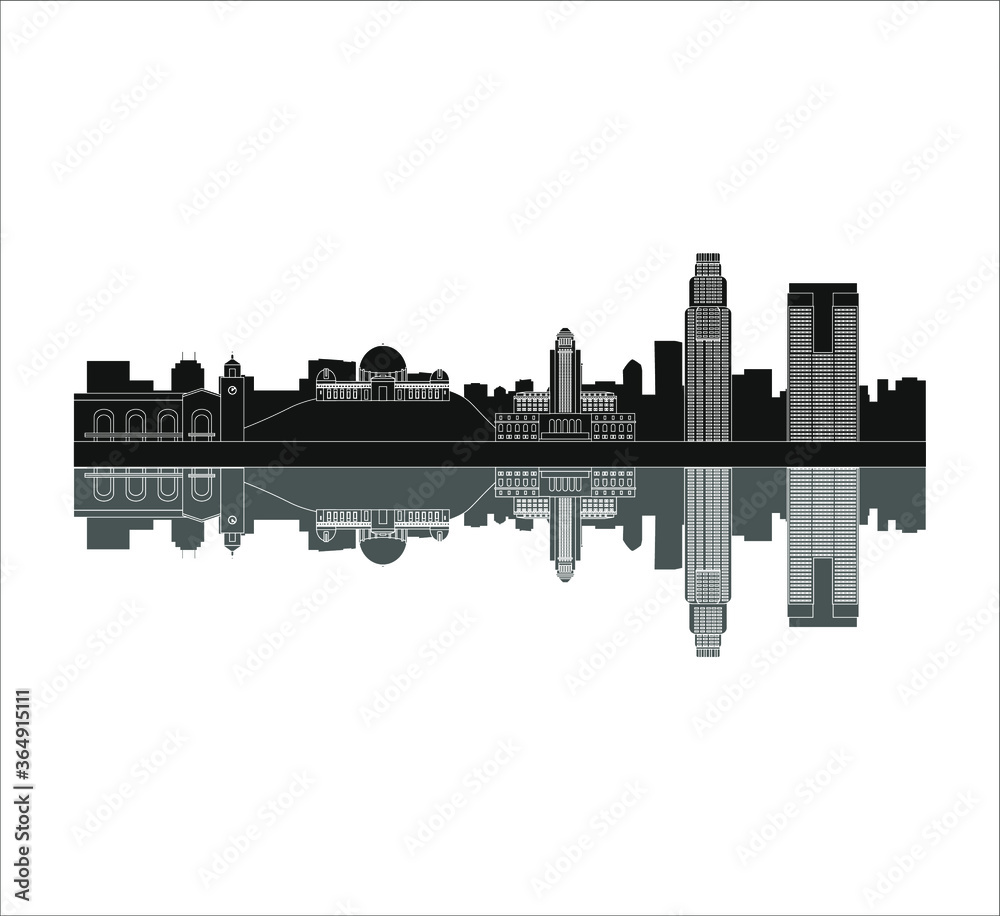Los Angeles city skyline in United States. illustration for web and mobile design.