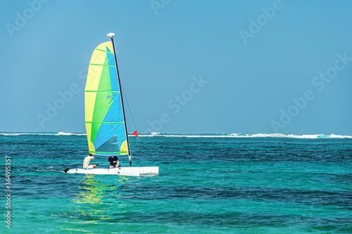 yacht and blue ocean water. Concept of tourist recreation © oksanamedvedeva