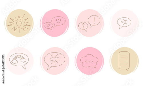 Vector set of logo design templates, icons and badges for social media highlights with cute Speech bubbles elements