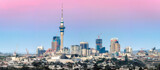 Auckland City Skyline North Island New Zealand Sunset Dawn Dusk