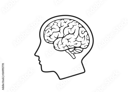 head with brain icon. mind, psychology and medical neurology symbol