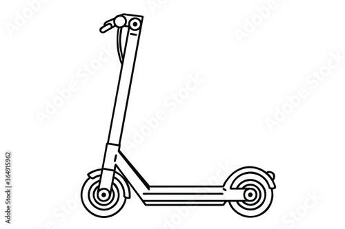 Electric scooter. Vector line art illustration.