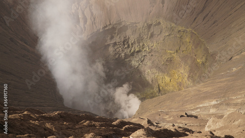 Active volcano mount Bromo in Bromo-Tengger-Semeru National Park in Indonesia.