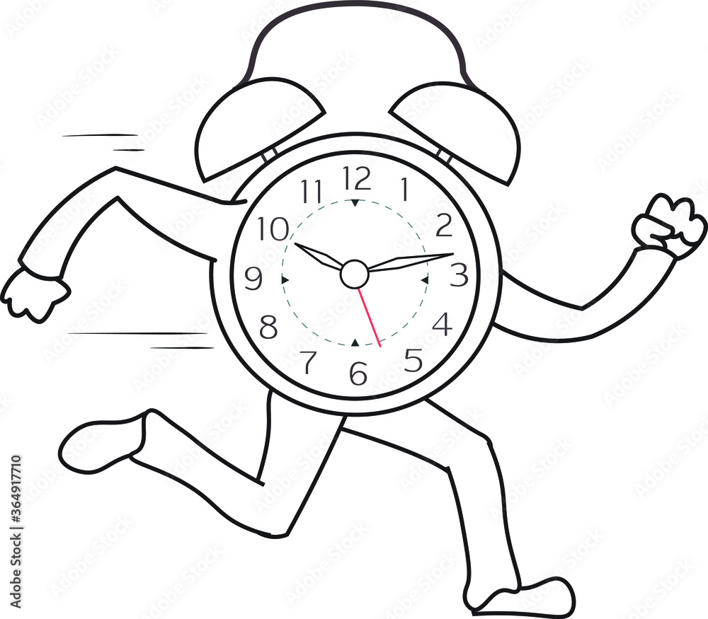 Hand drawn illustration of a clock running very fast hurry up quick extra fast Hand drawn illustration of a clock running very fast hurry up quick extra fast