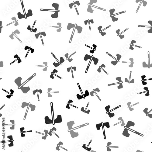 Black Medieval axe icon isolated seamless pattern on white background. Battle axe, executioner axe. Medieval weapon. Vector.