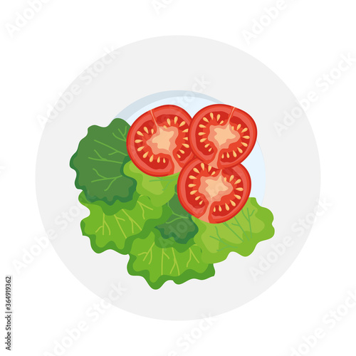 tomatoes and lettuce design, Vegetable organic food healthy fresh natural and market theme Vector illustration