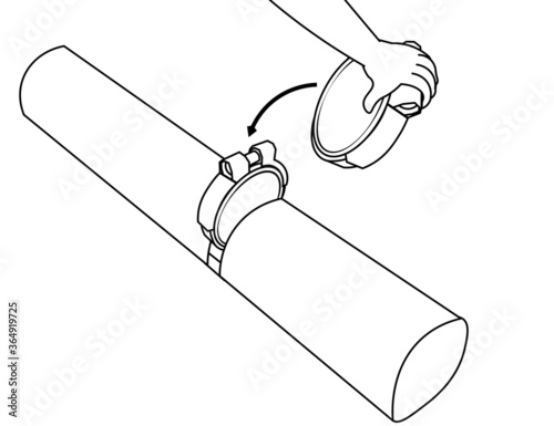 Image illustration of a non-return valve halfway slotted in between with an image of a hand bringing another valve in attempt to replace the already slotted valve