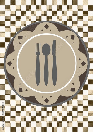 plate with fork, spoon and knife