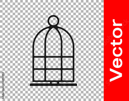 Black Cage for birds icon isolated on transparent background. Vector.