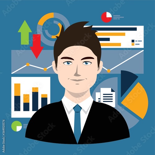 man with business charts