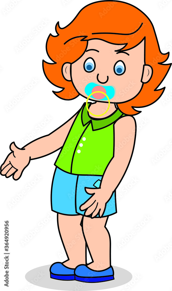 Little girl kid pacifier in her mouth standing Little girl kid pacifier in her mouth standing