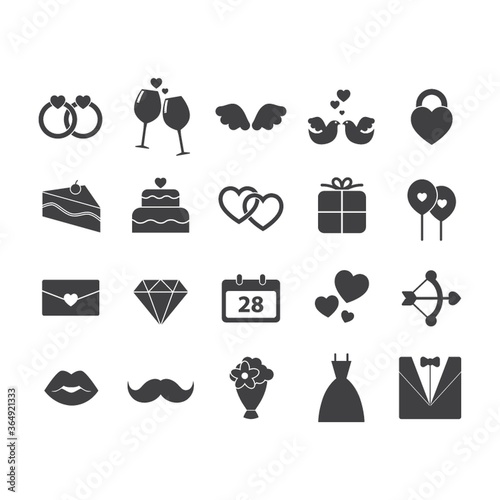 set of wedding icons