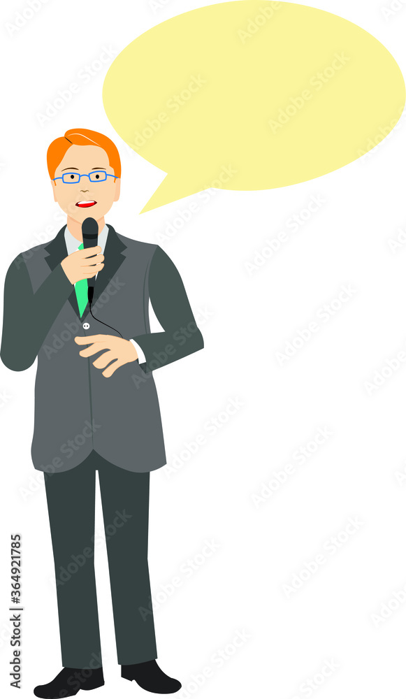 Man giving speech on a microphone mic speech bubble blank empty template Man giving speech on a microphone mic speech bubble blank empty template