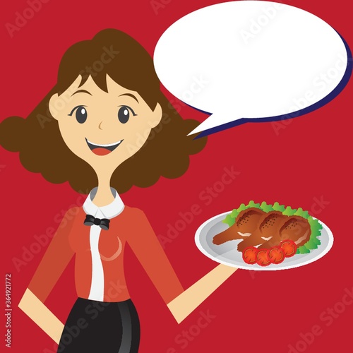 waitress with food