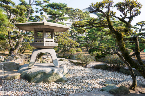 Hiunkaku Villa at Takamatsu Castle (Tamamo Park) in Takamatsu, Kagawa, Japan. The Castle originally built in 1590 and part of Japan's Top 100 Castles. photo