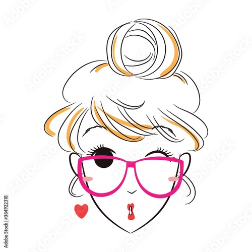 girl winking and puckering her lips