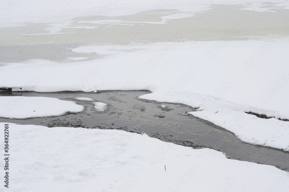 Hole in the ice at the Khimki reservoir