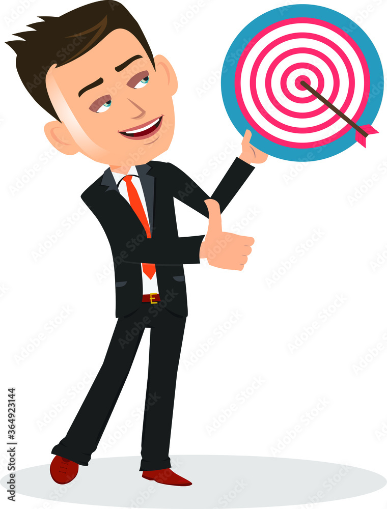 man showing thumbs up and a target in another hand dart arrow in the middle man showing thumbs up and a target in another hand dart arrow in the middle