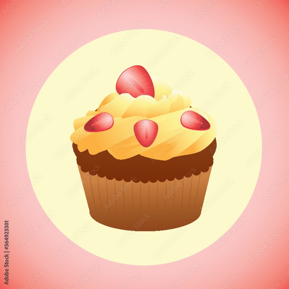 cupcake with strawberries topping cupcake with strawberries topping