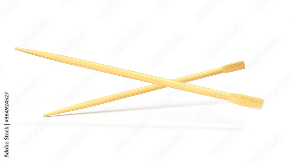 Luxury golden chopsticks isolated on white background. 3D render