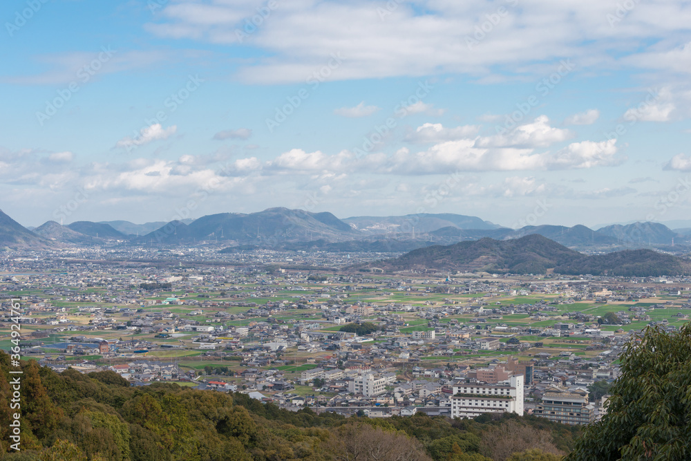 Beautiful scenic view from Kotohiragu Shrine (Konpira Shrine) in Kotohira, Kagawa, Japan.