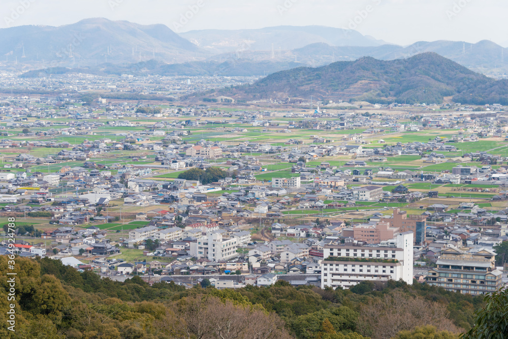 Beautiful scenic view from Kotohiragu Shrine (Konpira Shrine) in Kotohira, Kagawa, Japan.
