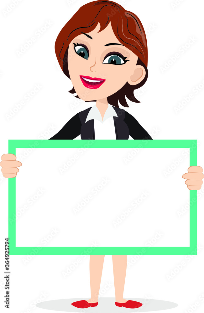 Mentor trainer manager employee teacher executive girl woman lady holding a board sign banner blank empty template Mentor trainer manager employee teacher executive girl woman lady holding a board sign banner blank empty template