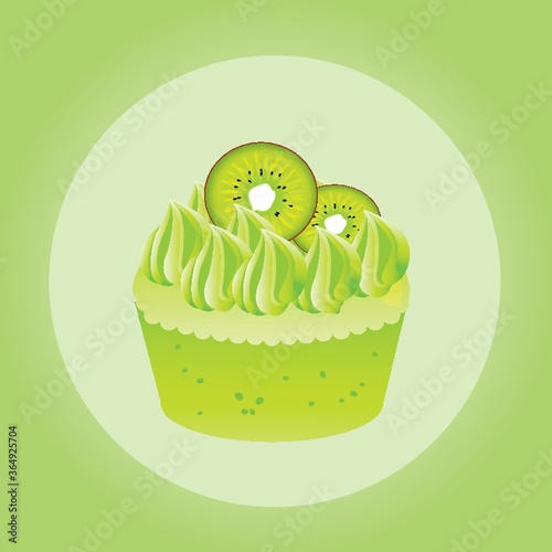 cupcake with kiwi fruit topping