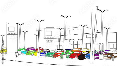 Parking lot parking car vehicles in front of a shopping mall corporate office apartment conference concert dj building LED lamps dealership use application street lamps