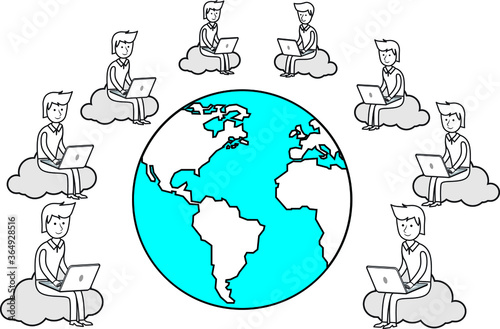 People surfing on the internet from around the globe