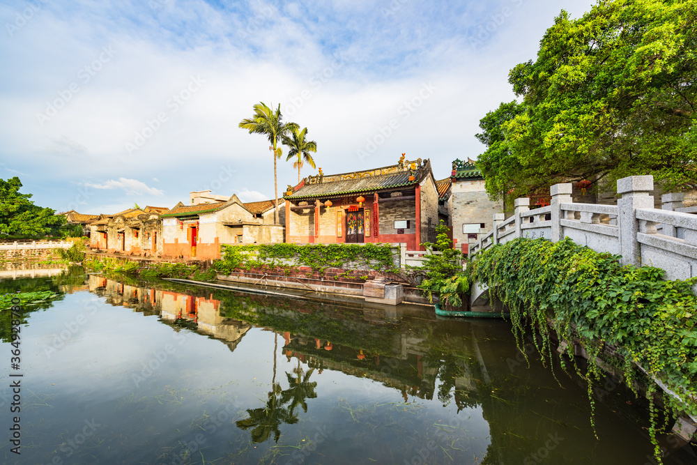 afternoon scenery of the Ming and Qing ancient villages in Nanshe, Dongguan, Guangdong, China