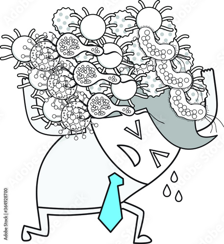 Person carrying toxins bacteria germs virus disease cancer affected body human cell