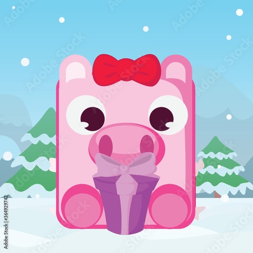 pig with gift box