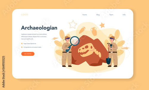 Archaeologist web banner or landing page . Ancient history