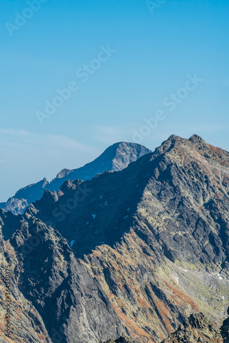 Rysy and Ladovy stit mountain peak in Vysoke Tatry mountains in Slovakia