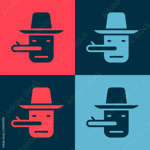 Pop art Pinocchio icon isolated on color background. Vector.