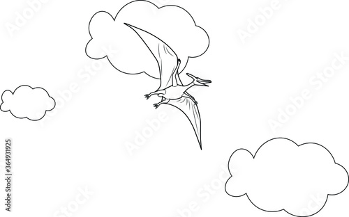 pterodactyl dinosaur flying on the air sky education learning