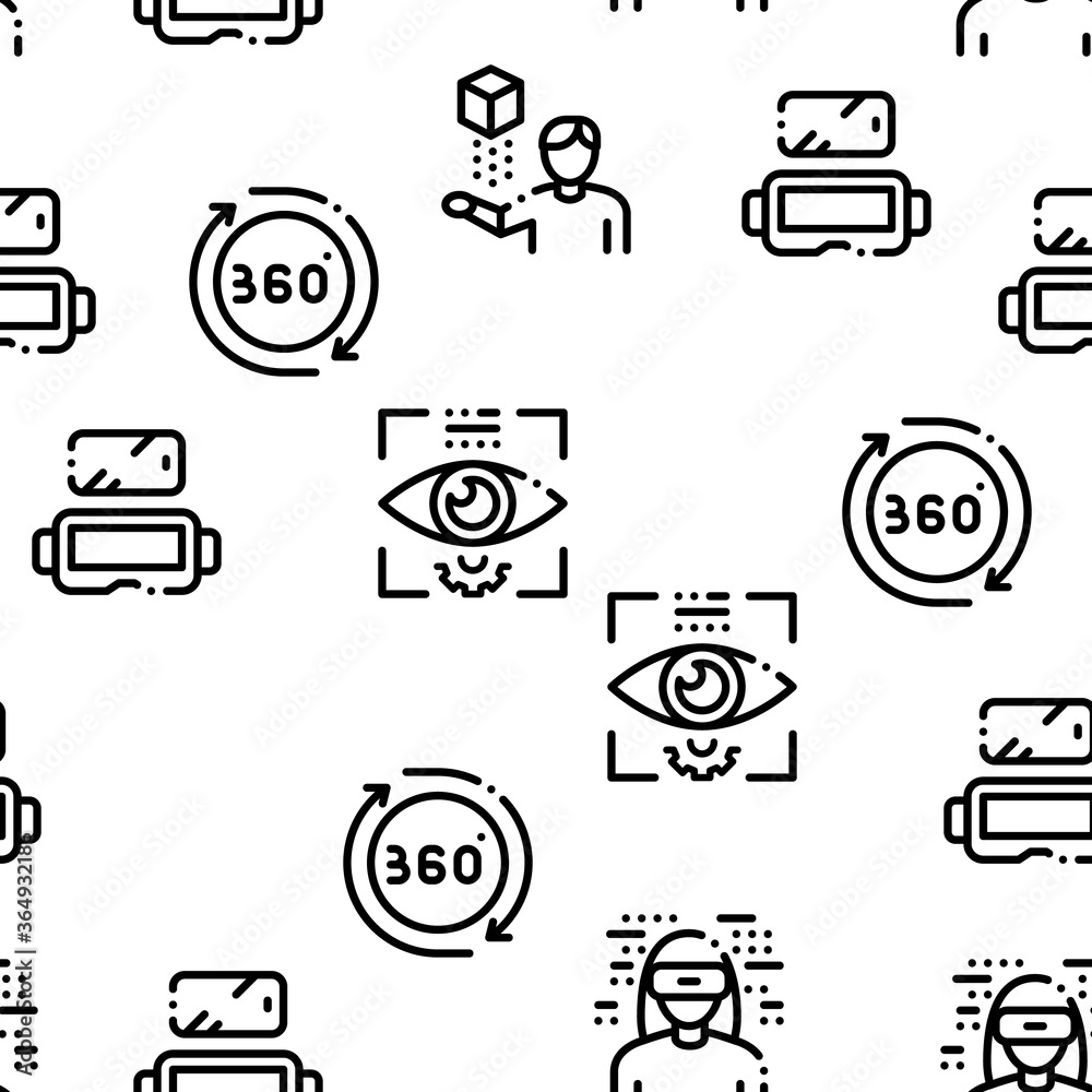 Simulation Equipment Seamless Pattern Vector Thin Line. Illustrations Simulation Equipment Seamless Pattern Vector Thin Line. Illustrations