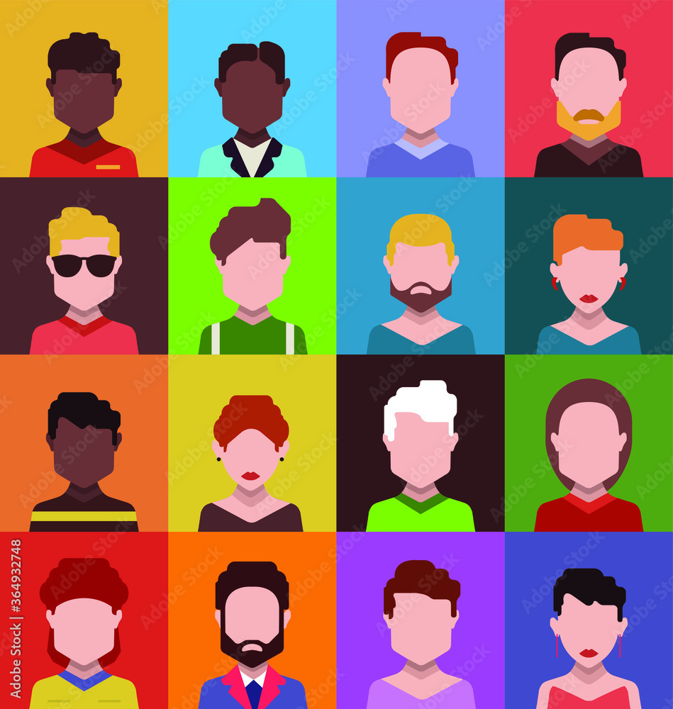 User avatars, avatars with empty faces and heads for social network ( Male and female faces ) User avatars, avatars with empty faces and heads for social network ( Male and female faces )