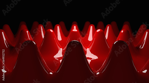 red abstract hills on a black background 3d rendering