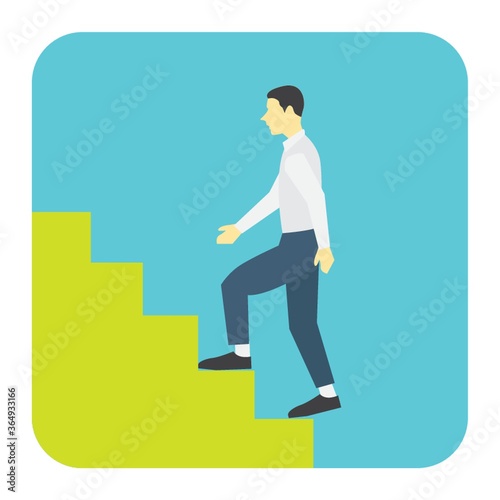 man climbing stair case