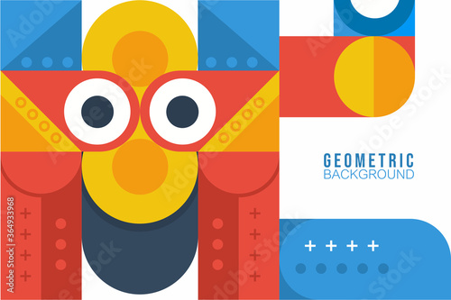 colorful geometric backgrounds are red, orange, blue, yellow and white