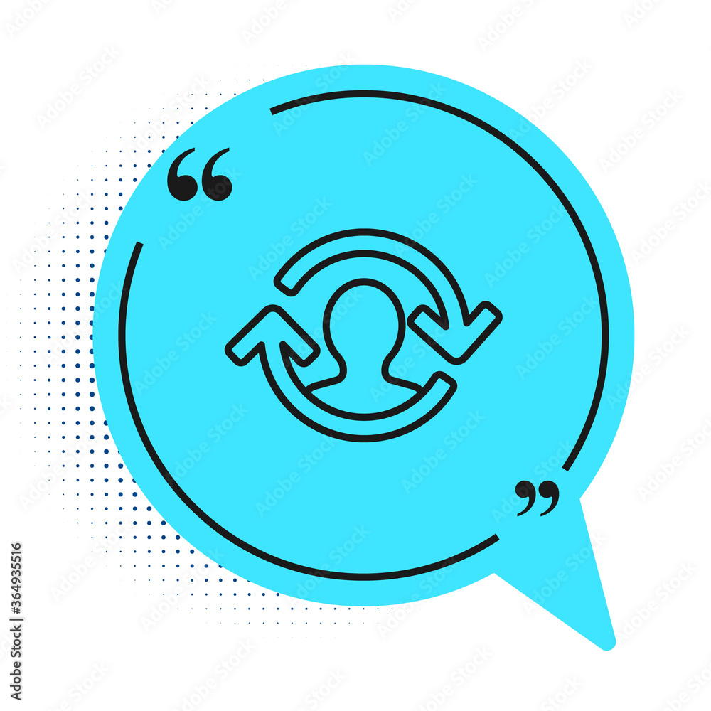 Black line Human resources icon isolated on white background. Concept of human resources management, professional staff research, head hunter job. Blue speech bubble symbol. Vector. Black line Human resources icon isolated on white background. Concept of human resources management, professional staff research, head hunter job. Blue speech bubble symbol. Vector.