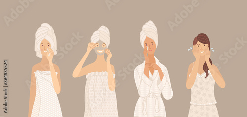 Cleaning skin, washing, moisturizing, beauty mask