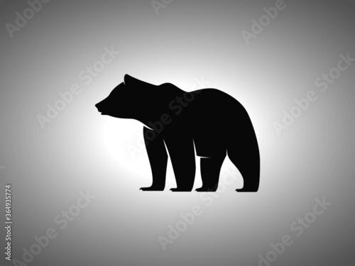 Bear Silhouette on White Background. Isolated Vector Animal